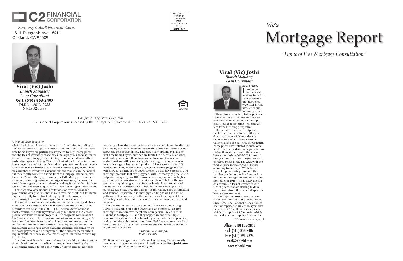Vic's Mortgage Report, October 2016