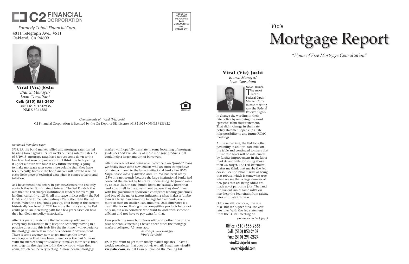 Vic's Mortgage Report, April 2015