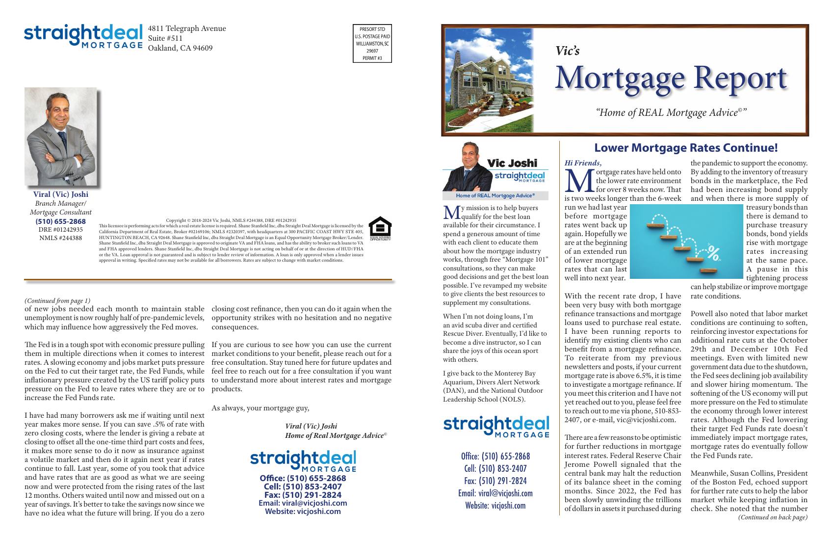 Vic's Mortgage Report, November 2025