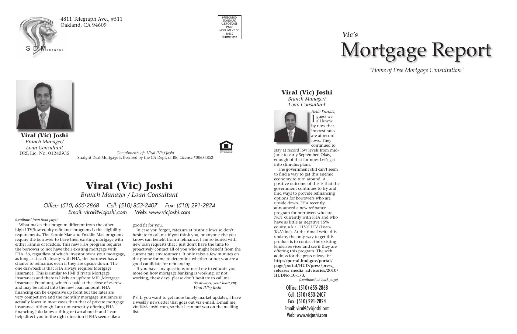 Vic's Mortgage Report, October 2010