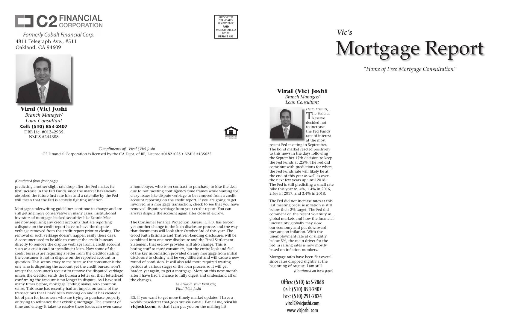 Vic's Mortgage Report, October 2015