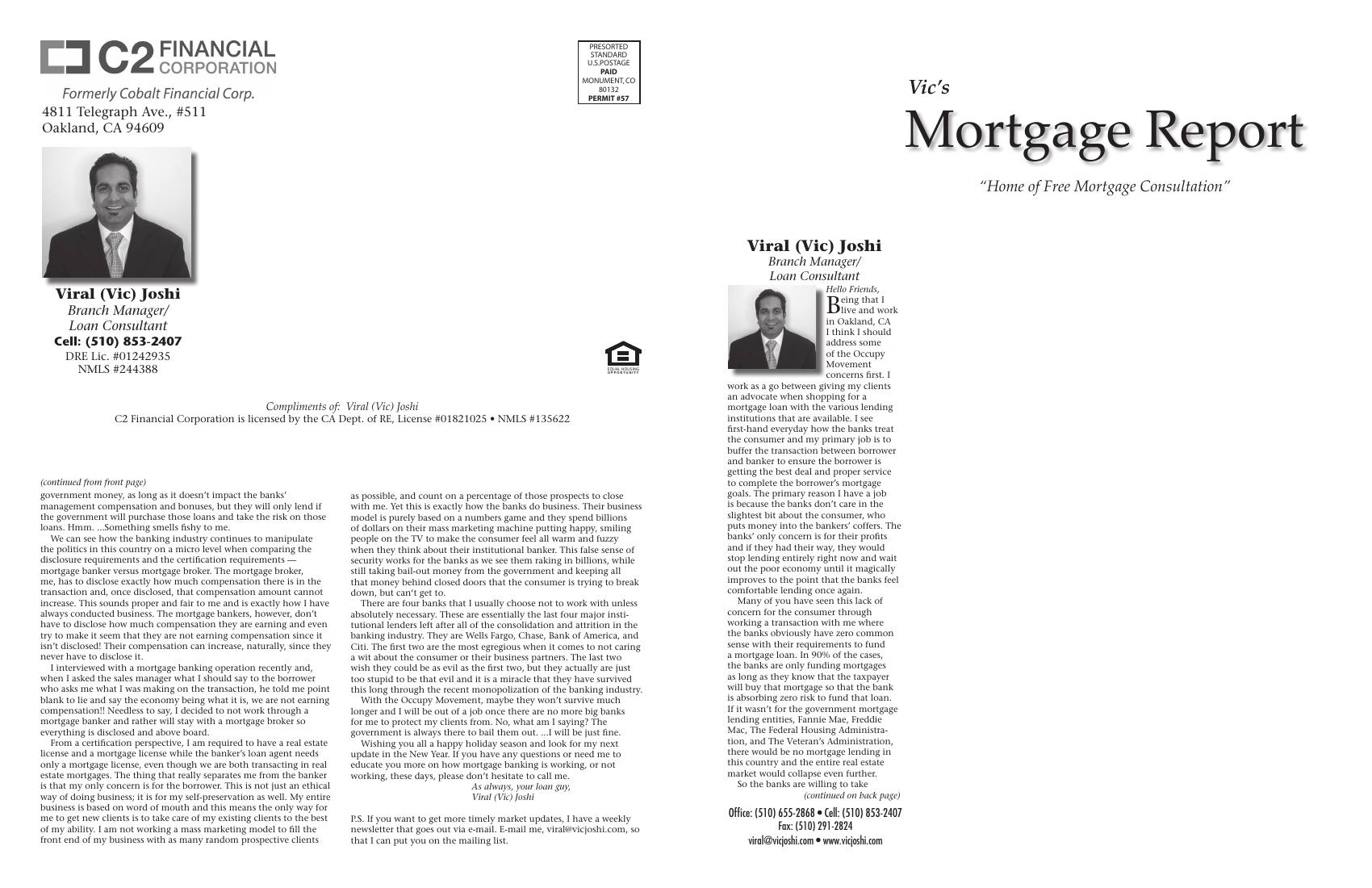 Vic's Mortgage Report, December 2011