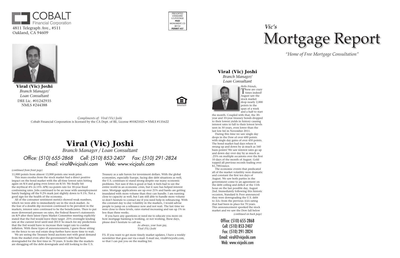 Vic's Mortgage Report, August 2011