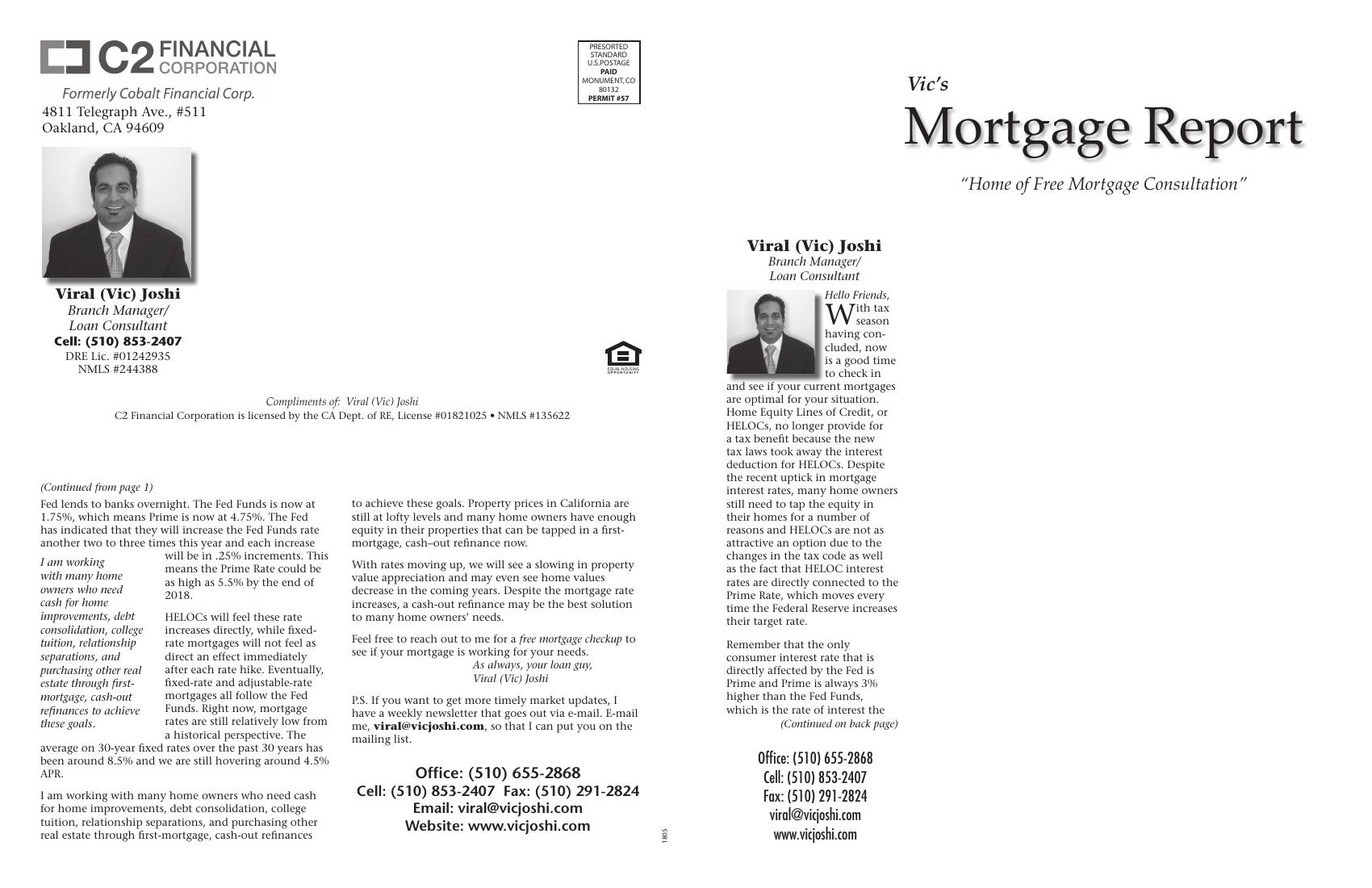 Vic's Mortgage Report, May 2018