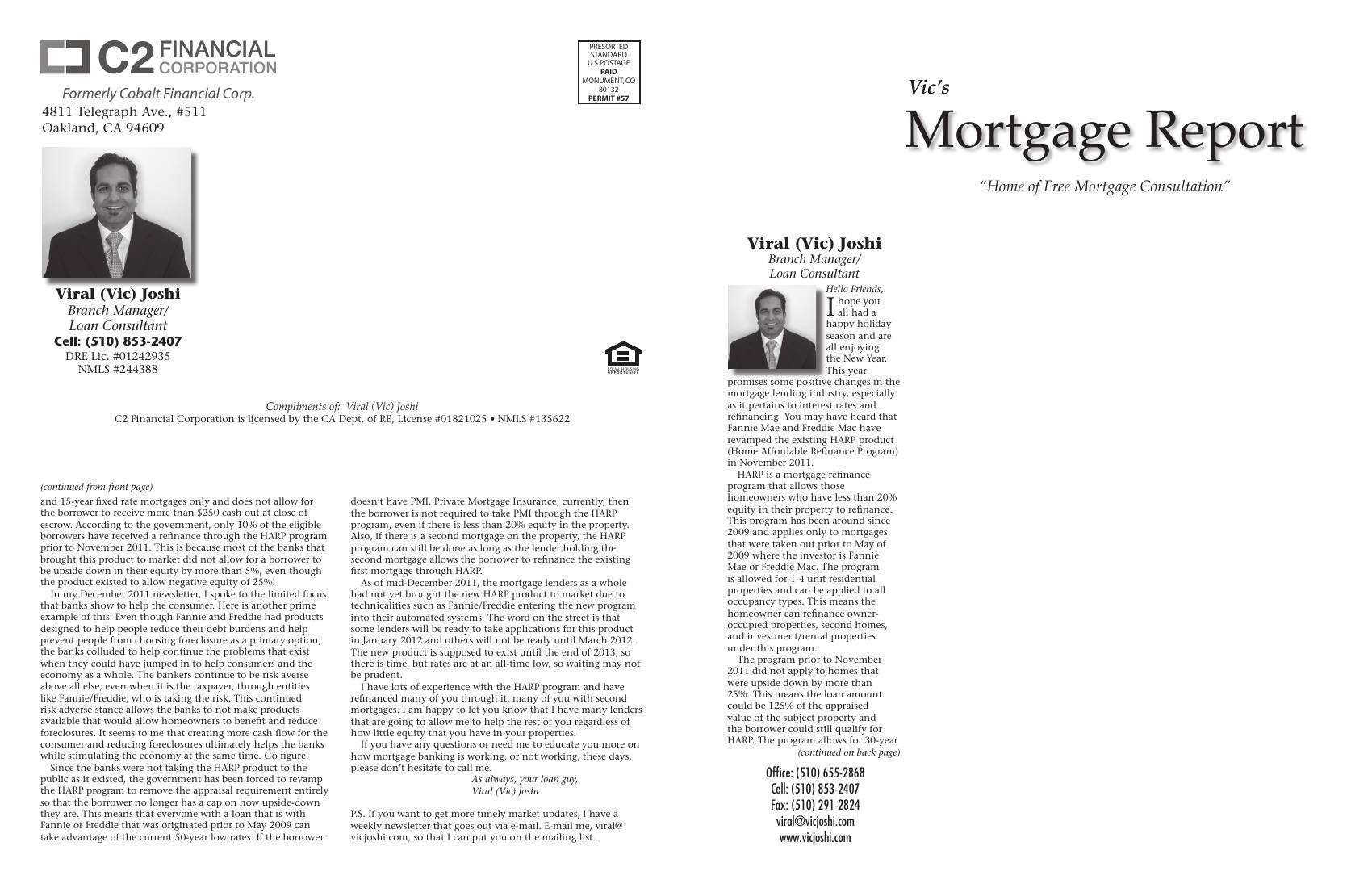 Vic's Mortgage Report, January 2012