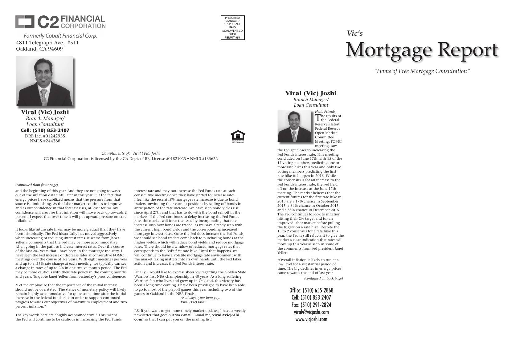 Vic's Mortgage Report, July 2015
