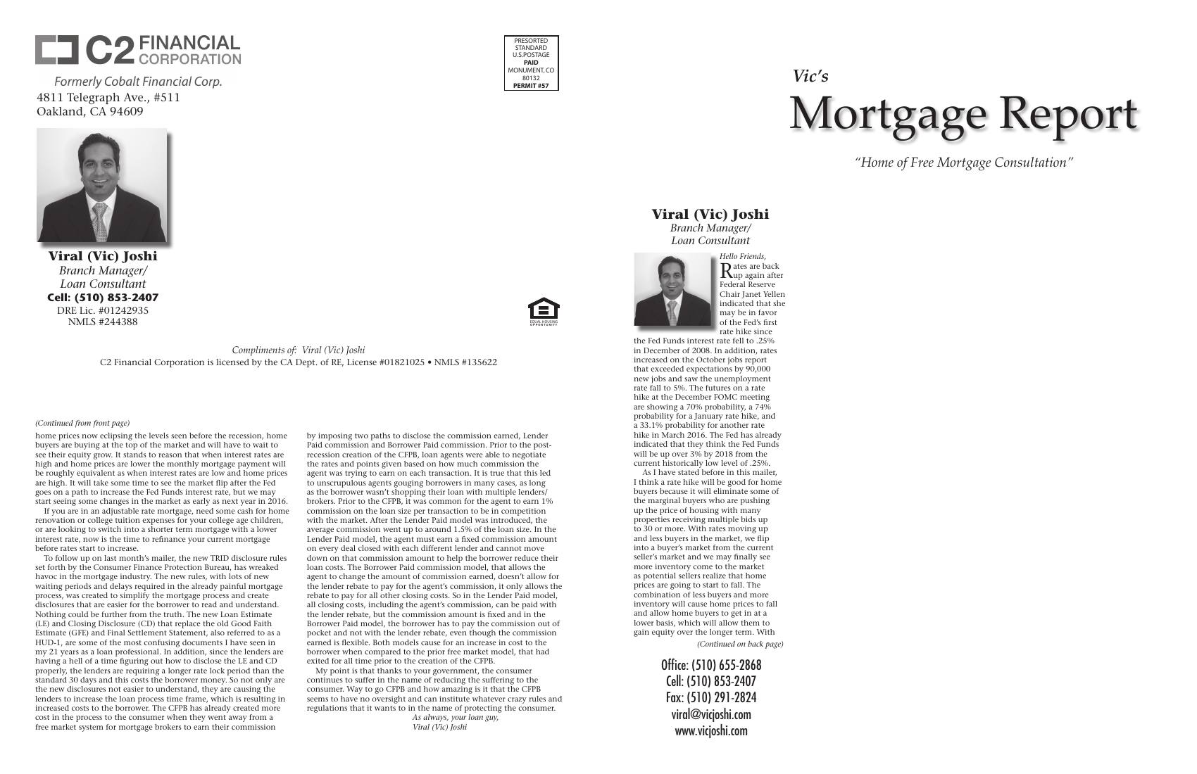 Vic's Mortgage Report, December 2015
