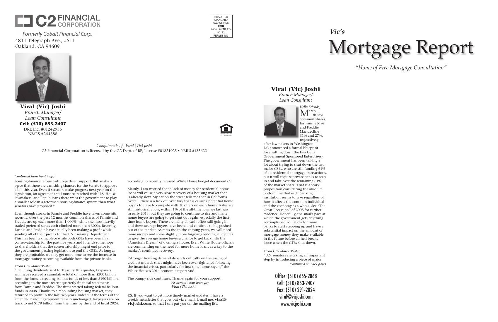 Vic's Mortgage Report, April 2014