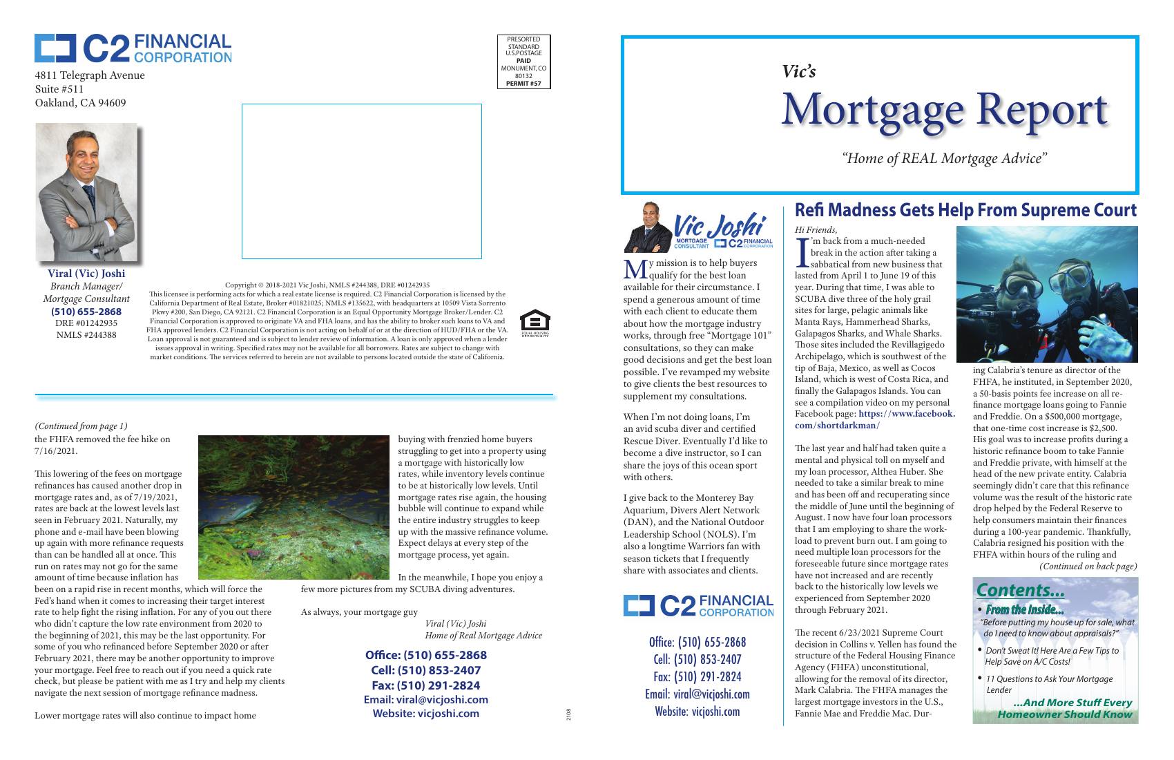 Vic's Mortgage Report, August 2021