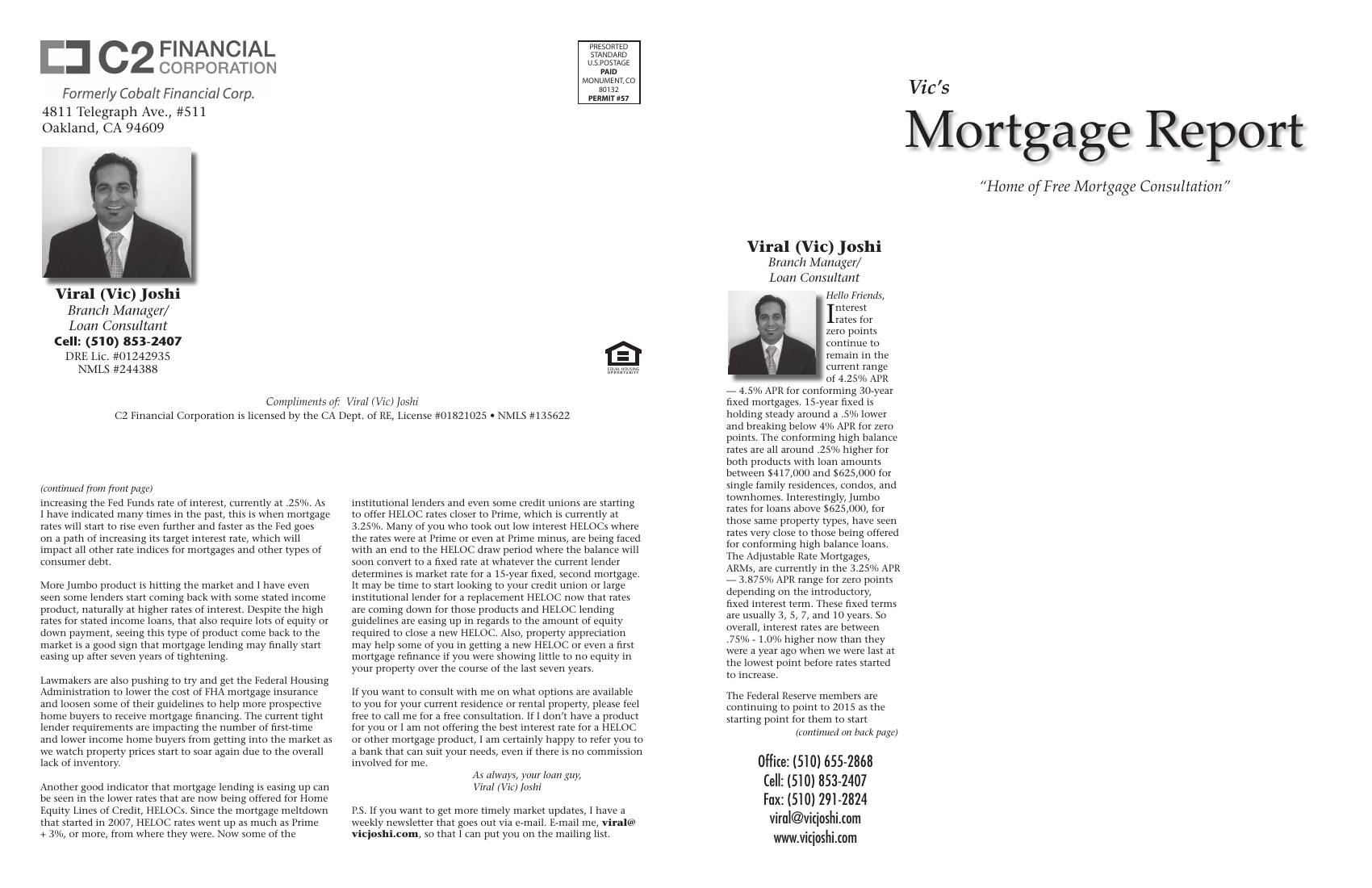 Vic's Mortgage Report, May 2014