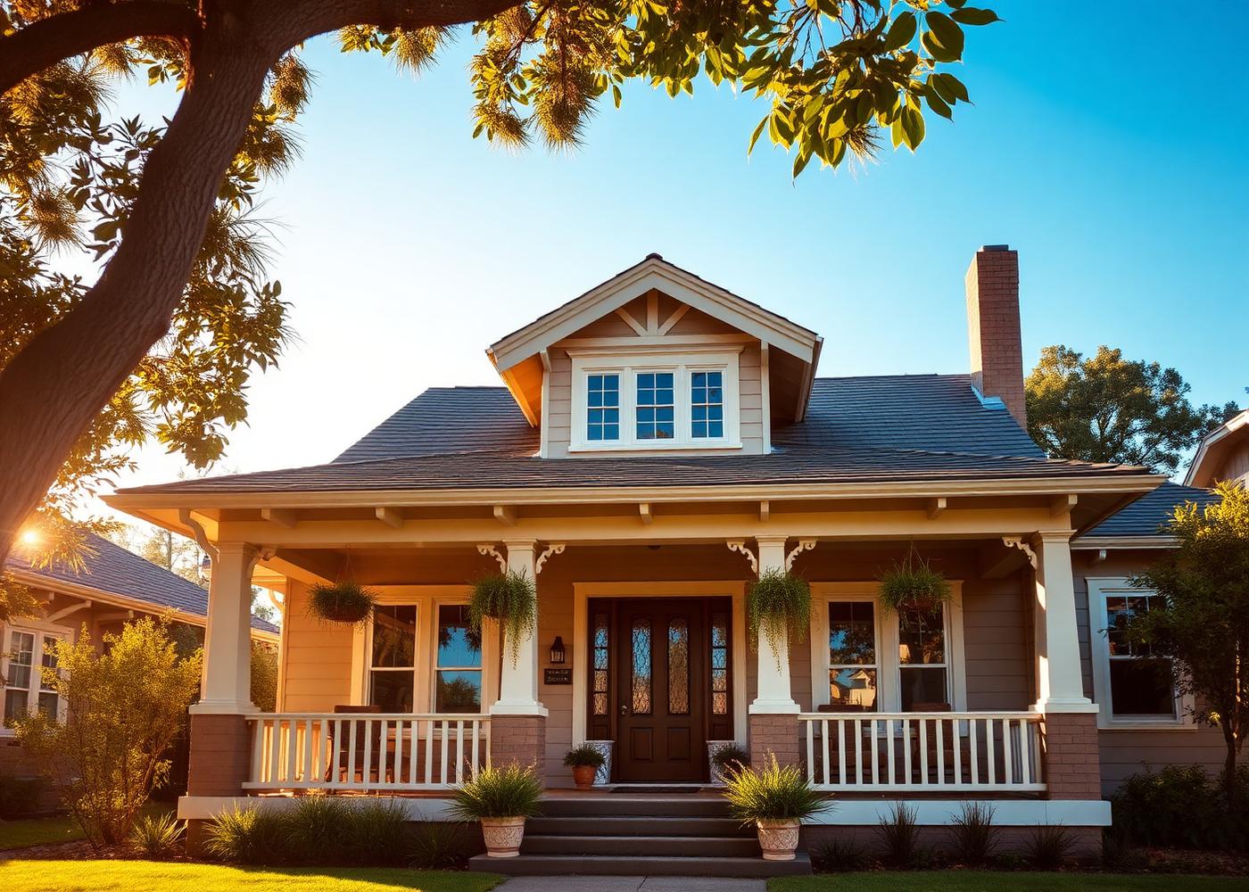 California craftsman home at golden hour